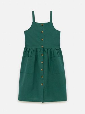 20240200090, Платье детское для девочек Emerald темно-зеленый, 90%Хлопок,10%Лен, 134