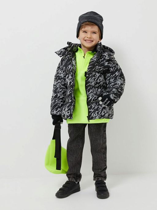 20120710002, Куртка детская для мальчиков Palmgren1 черный принт, 100%ПЭ, 128