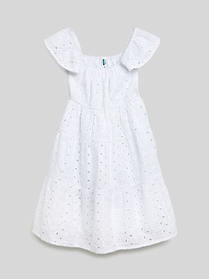 20210200673, Платье детское для девочек Lyson белый, 100%Хлопок, 134