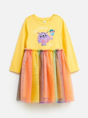 20220200735, Платье детское для девочек Aktyru цветной, 95%Хлопок,5%ПУ, 104